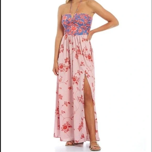 chinese dress ladies Belle Badgley Mischka Bethany coral maxi dress Sz 16-18 RRP $250 NWT   Liberty & Whimsy Boutique